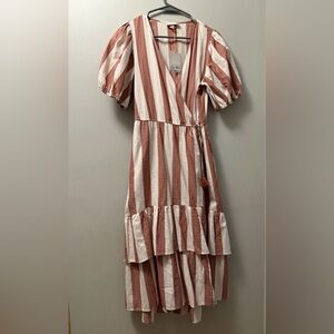 Red White Full Wrap Ruffle Maxi Dress Boho Cottage-core Vacation Summer2026